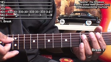 How To Play APACHE The Shadows Guitar Lead Riffs Lesson Tutorial TABS @EricBlackmonGuitar