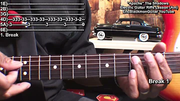 How To Play APACHE The Shadows Guitar Lead Riffs Lesson Tutorial TABS @EricBlackmonGuitar