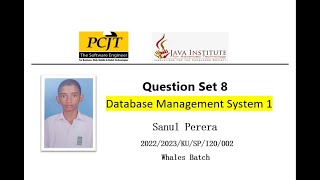 Database Management System Question set 8 video