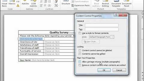 Word 2010 Tutorial Inserting Controls Microsoft Training Lesson 21.4