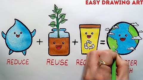 how to draw Reduce reuse recycle poster chart drawing
