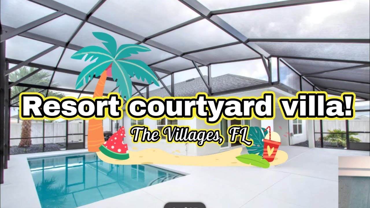 Вилла с внутренним двориком в курортном стиле! Виллиджес, Флорида