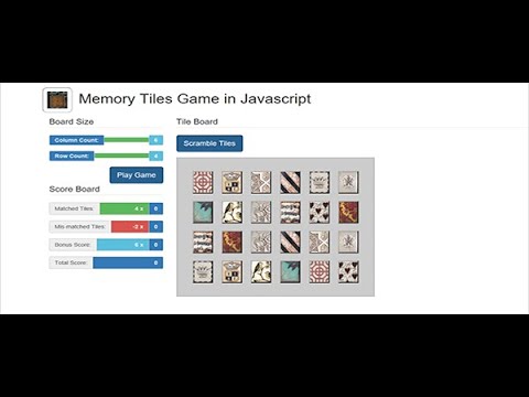 MEMORY TILES GAME IN JAVASCRIPT WITH SOURCE CODE