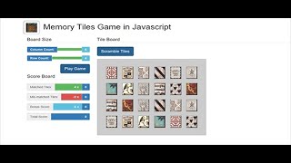 MEMORY TILES GAME IN JAVASCRIPT WITH SOURCE CODE screenshot 2