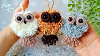 It's so Cute ☀ Easy Owl Making Idea with Yarn  You will Love these Owlets !! DIY Woolen Crafts