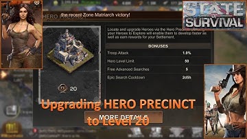 [*/\*] State of Survival: Survive the Zombie Apocalypse - Upgrading Hero Precinct to Level 20