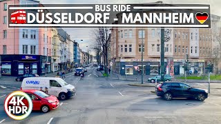 Düsseldorf, Germany 🇩🇪 Double-Decker Bus Ride to Mannheim City 2022 🚌 4K HDR (▶3.5 hours)