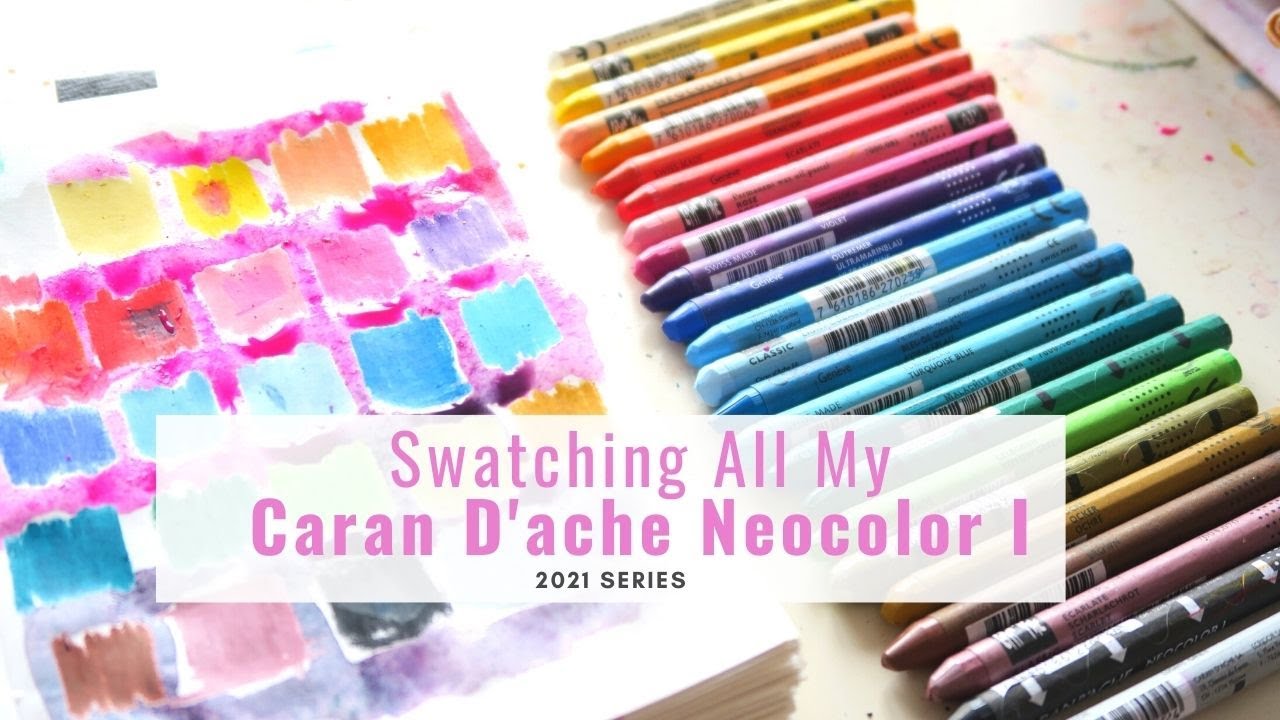 Caran D'ache 15 Neocolor I Wax Pastels DIY Color Swatch Book Style 1 