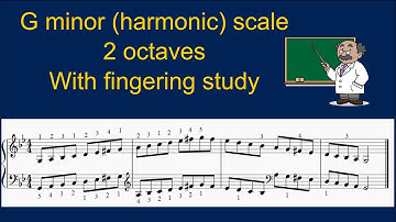 G minor harmonic scale 2 octaves with fingering study #pianotutorial