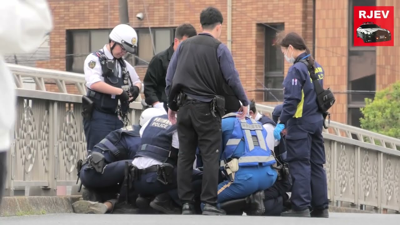 グッタリした男性が抱えられて警察車両へ！白バイ2台が見ているのにイエローカットしたレンタカーの末路！犯罪現場へ向かう白バイ隊員！