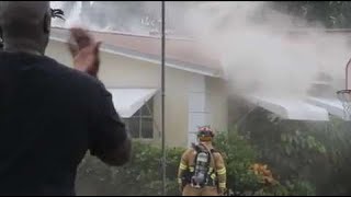 8-25-11: a fire damages the garage and attic space of house in palm
springs, but no one is injured.