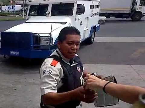 Armed Police in San Salvador Drinking on Duty