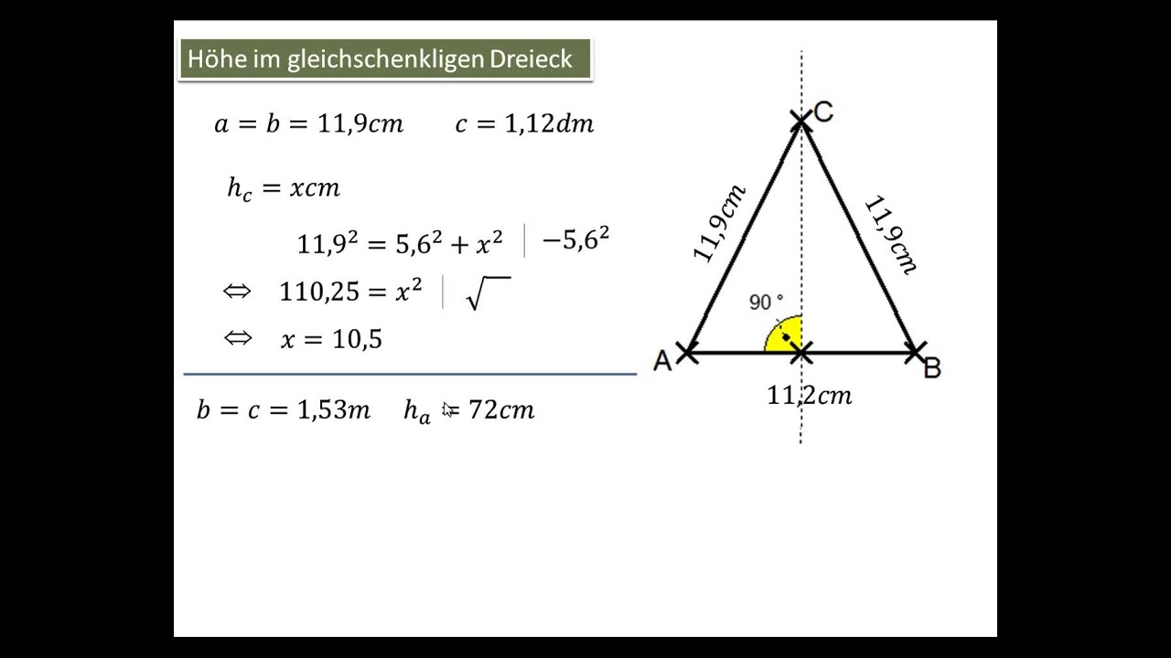 9.6.1 Höhe im gleichschenkligen Dreieck - YouTube