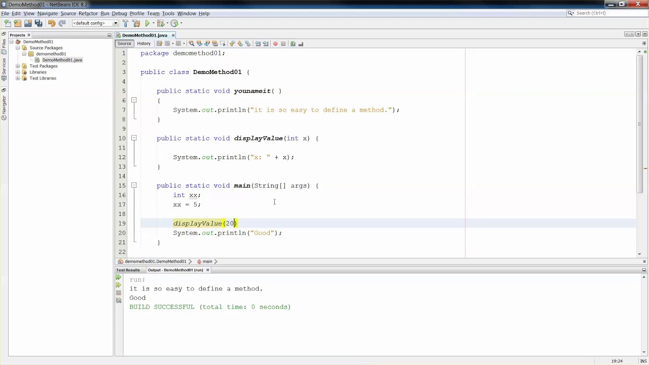 Define a method with a parameter in java - YouTube