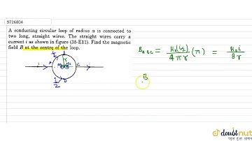 A conducting circular loop of radius a is connected to two long, straight wires . The straight w...