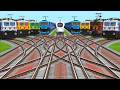 🩶Nine Trains Run Back To Back By High Curved Railroad | Bumpy Railroad Junctions