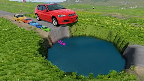 Giant & Small Cars vs Giant Pit in BeamNG.Drive