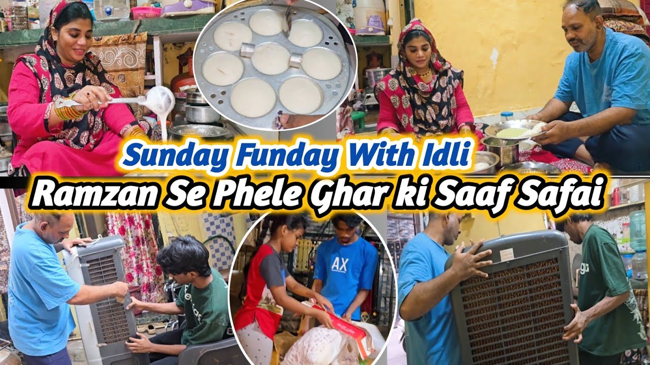 Ramzan Se Phele Ghar ki Saaf Safai 😬 | Sunday Funday with idli chatni 😋 | #madinashaikh #dailyvlog 