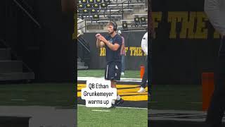 Penn State quarterback Ethan Grunkemeyer warms up at Kinnick Stadium before the Iowa game.