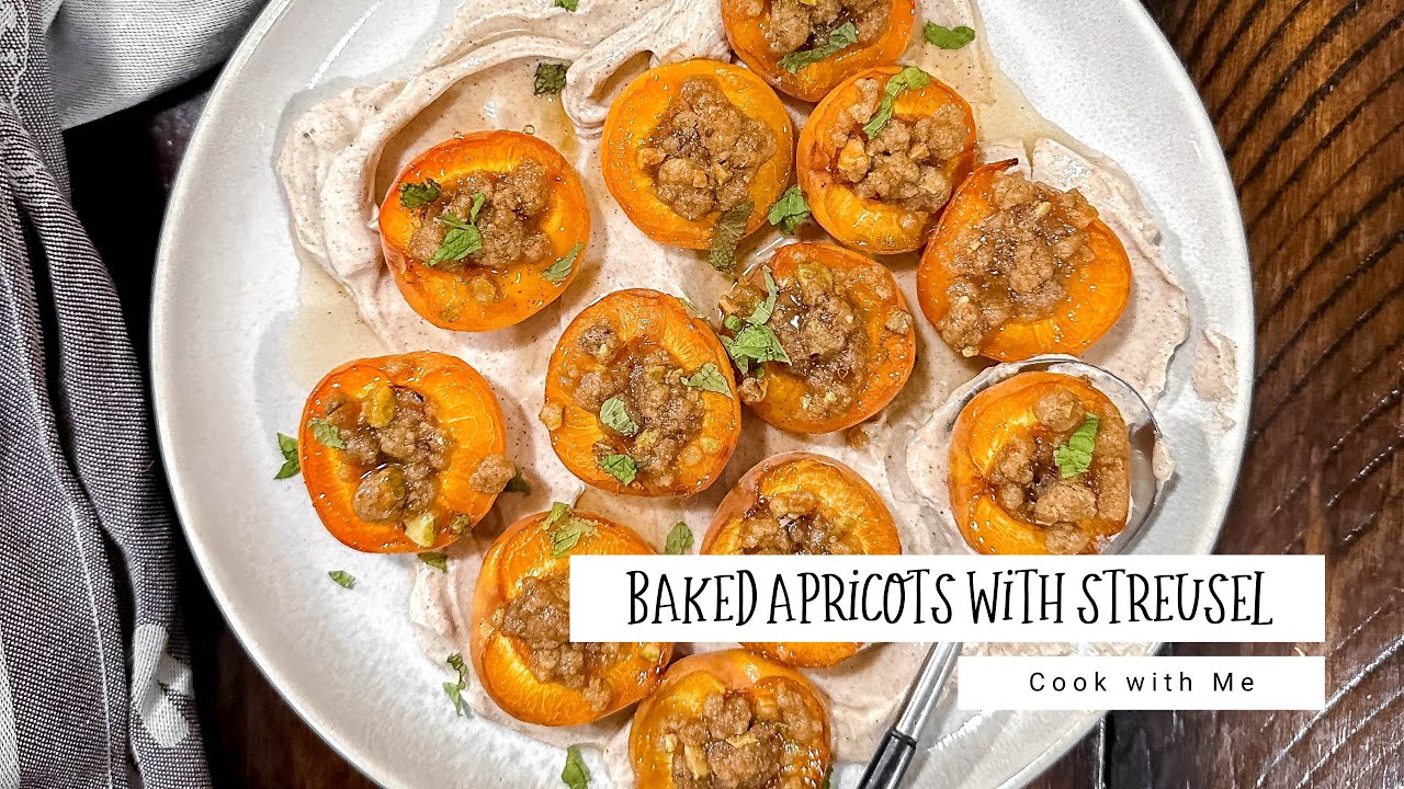 Baked Apricots with Streusel and Whipped Ricotta