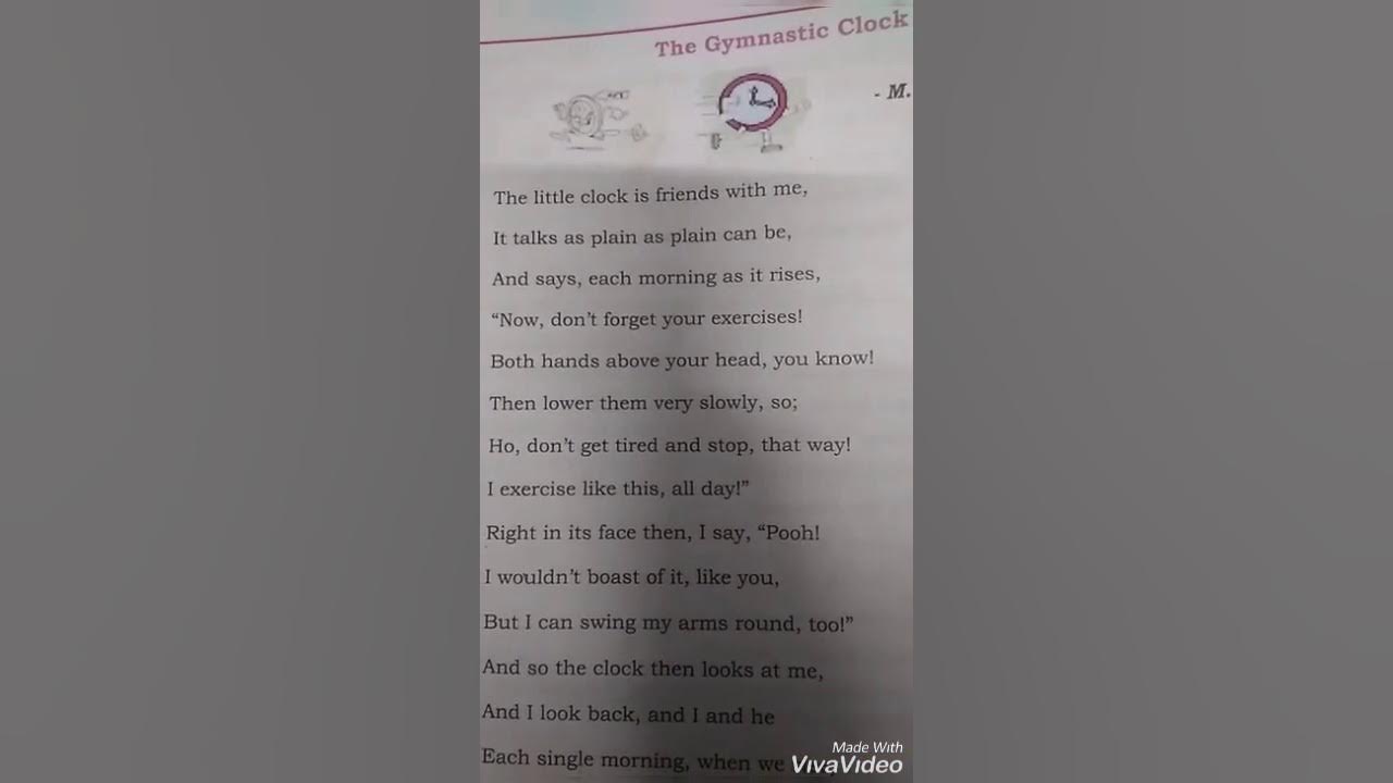 7th English poem "Gymnastic Clock" YouTube