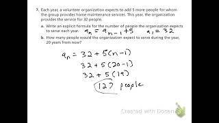 1.4 Arithmetic Sequences Additional Practice