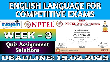 NPTEL English Language for Competitive Exams ASSIGNMENT 3 ANSWERS | 2023