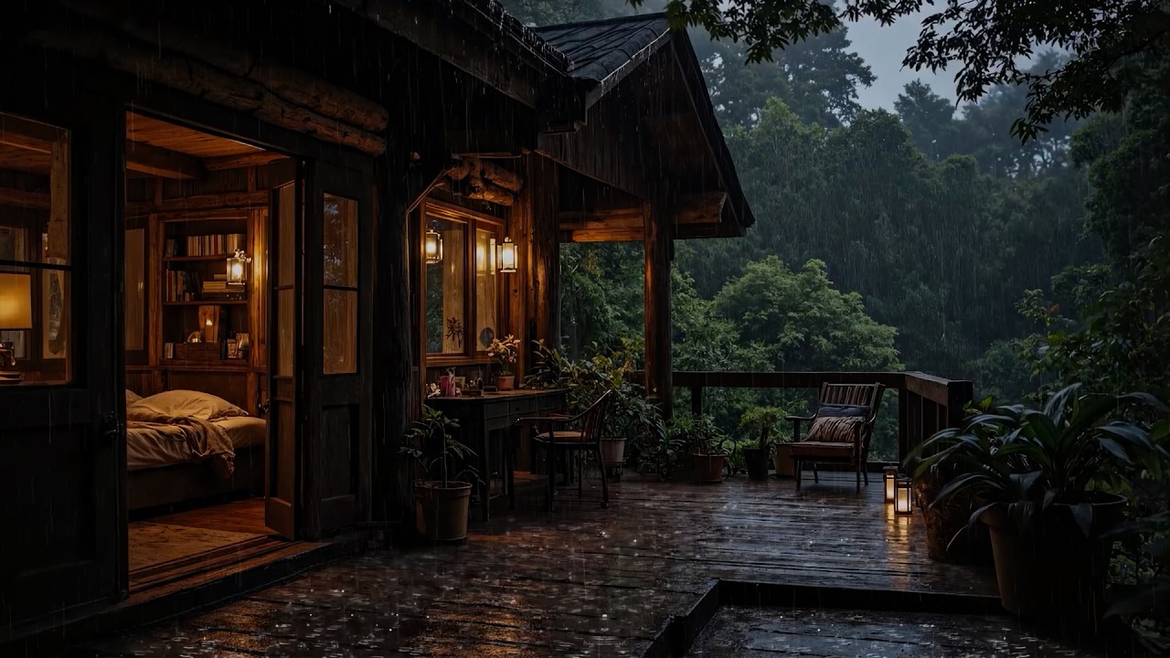 Heavy Rain in the Dark Forest, Safe Cozy Room 🌲 Sleep Instantly • Feel Warm • Relax