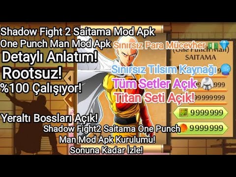 Shadow Fight 2 Mod Apk Saitama One Punch Man Mod! Sınırsız Para Mücevher Tüm Setler Silahlar Açık!