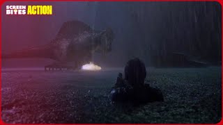 Spinosaurus' ULTIMATE Sneak Attack! | Jurassic Park III (2001) | Screen Bites Action
