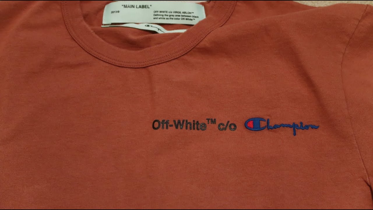 champion x off white tee