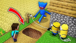 BEST TRAPS for HUGGY WUGGY and MINIONS in MINECRAFT  gameplay Monster School animations