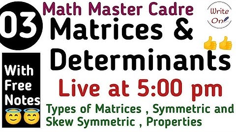 Matrices and Determinants  for Math Master Cadre |Chapter -01 | Master Cadre Punjab | Deeply Explain