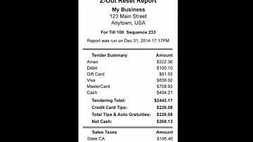 Z out Report from the POS