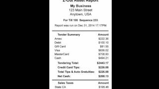 Z out Report from the POS