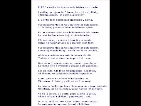 ES TAN CORTO EL AMOR Y TAN LARGO EL OLVIDO poema 20 Pablo 