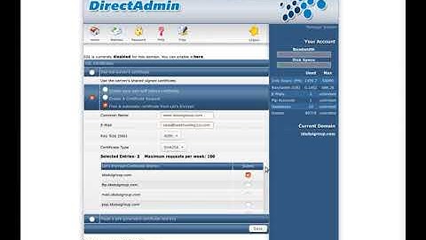 DirectAdmin - How to create free SSL certificate - Let