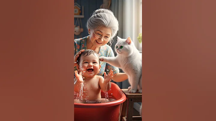 Watch the video about Baby Bath Time Fun with Grandma & Cute Cat 🛁😂❤️ | Most Adorable Moments #shorts #viral #baby #cute