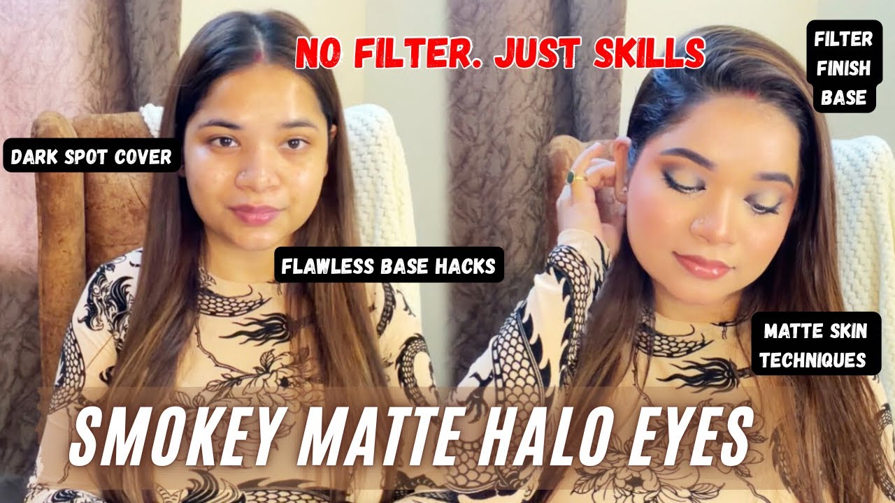 Smokey Matte Halo Eye Transformation | Filter Finish Base | Affordable Glam Makeup Tutorial