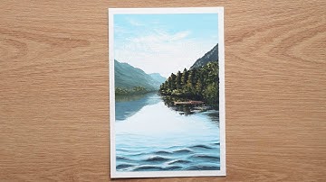 Lake and Trees Gouache Tutorial | How to Paint a Landscape