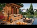 Cozy Lake House Ambience with Relaxing Forest Birdsong, Campfire and Lakeshore Water Sounds