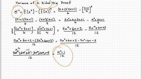 Variance of an N Sided Die