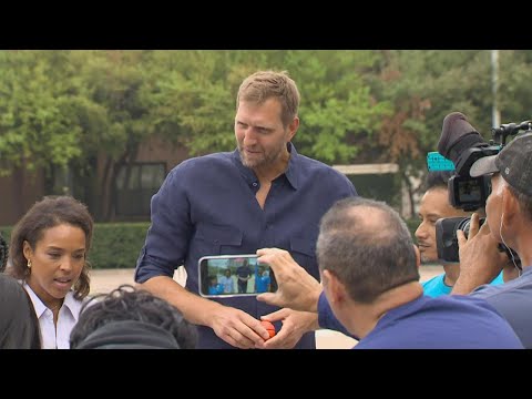 Dirk Nowitzki stops by Dallas ISD's Sarah Zumwalt Middle School