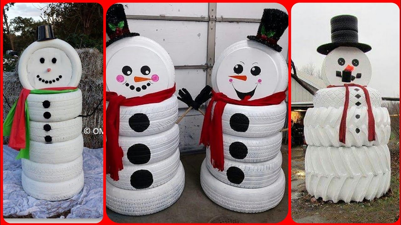 Recycled Tire Craft ideas || Stylish Outdoor Christmas Tire Snowman ideas || Snow Tire Tree ideas