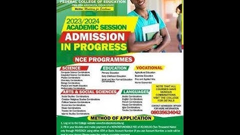 FCE Abeokuta Post UTME Form for 2025 2026 NCE Admission; Federal College of Education