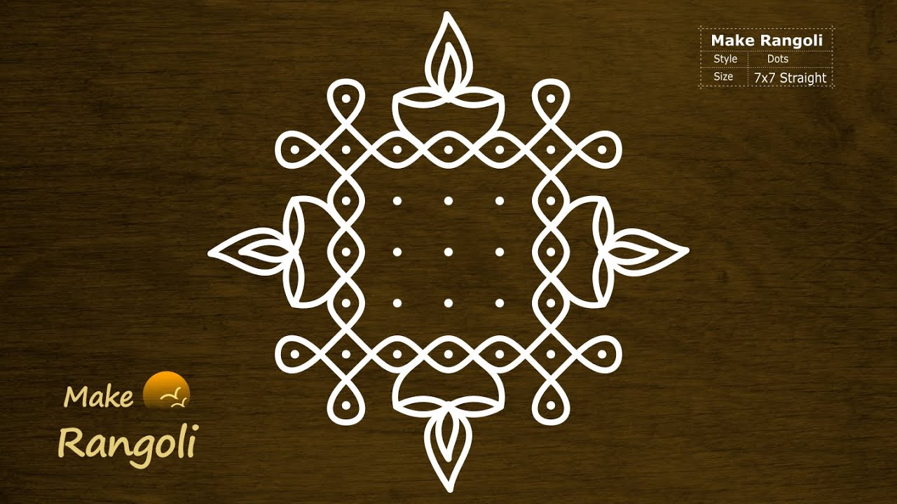 Sikku Deepam Muggu with 7dots | Deepam Rangoli | Deepam Kolam | Diwali Rangoli | Make Rangoli