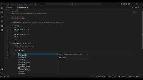 Function to Calculate Minimum of two Numbers in C++
