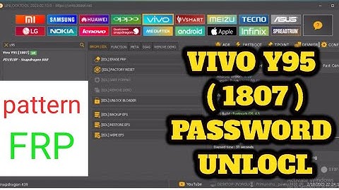 Vivo y95(1807) pattern Lock || Unlocktool || Just 1click || Google Account Remove