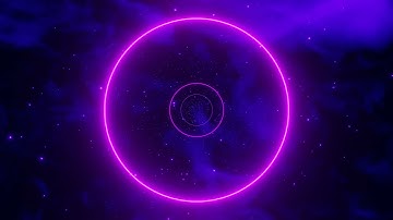 Infinite Fly in Abstract Circles Neon Glow Tunnel with Nebula Background Abstract | Ultra HD 4K