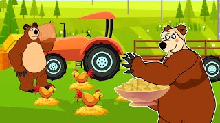 The Bear Farm: Driving Tractor to Harvest Rice & Build Nests For Egg Laying Chicken | Farm Vehicles
